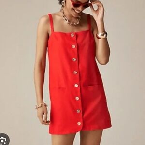 NWT J Crew Linen Mini Dress Size S With Gold Buttons
